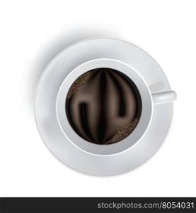Cup of coffee with foam on white. Vector
