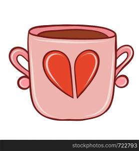 cup of coffee with heart for valentine day card design