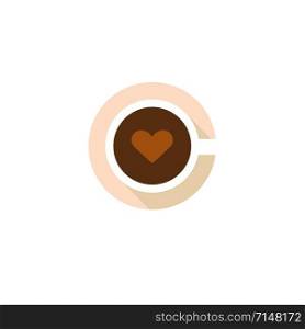 Cup Of Coffee With Heart Image Isolated On white background Vector Illustration