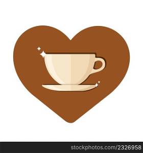 Cup of coffee with heart shape symbol