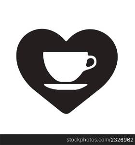 Cup of coffee with heart shape symbol