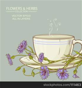 cup of cornflower tea. cup of cornflower tea on color background
