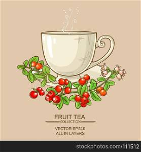 cup of cranberry tea. cup of cranberry tea on color background