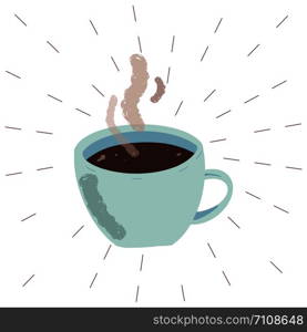 Cup of Fresh Coffee with steam. hot drink cup. Flat cartoon style. Vector illustration.. Cup of Fresh Coffee with steam.