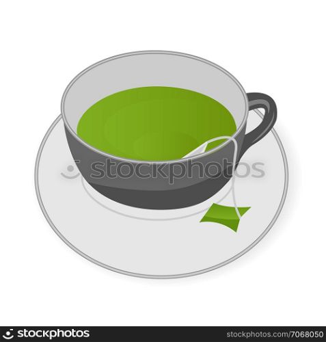 Cup of green tea isolated on a white background vector illustration
