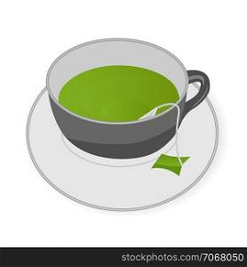 Cup of green tea isolated on a white background vector illustration