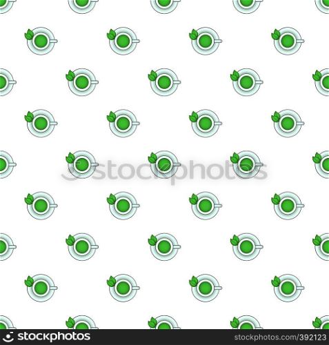 Cup of green tea pattern. Cartoon illustration of cup of green tea vector pattern for web. Cup of green tea pattern, cartoon style