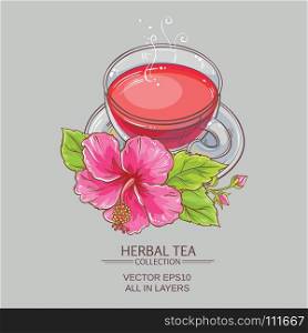 cup of hibiscus tea. cup of hibiscus tea on color background