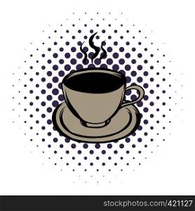 Cup of hot drink comics icon on a white background. Cup of hot drink comics icon