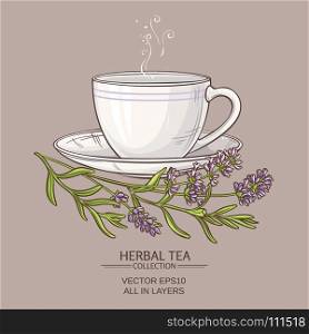 cup of lavender tea. cup of lavender tea on color background