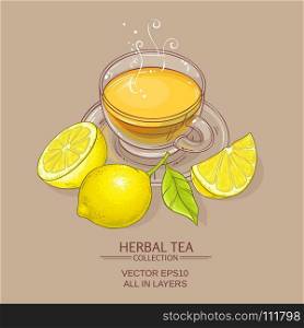 cup of lemon tea. cup of lemon tea on color background