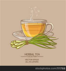 cup of lemongrass tea. cup of lemongrass tea on color background