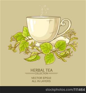 cup of linden tea. cup of linden tea on color background