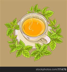 cup of melissa tea. cup of melissa tea on color background