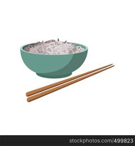 Cup of rice in cartoon style isolated on white background. Cup of rice, cartoon style