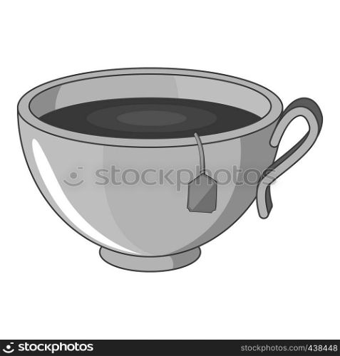 Cup of tea icon in monochrome style isolated on white background vector illustration. Cup of tea icon monochrome