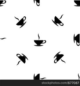 Cup of tea pattern repeat seamless in black color for any design. Vector geometric illustration. Cup of tea pattern seamless black