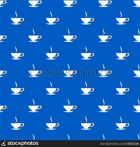 Cup of tea pattern repeat seamless in blue color for any design. Vector geometric illustration. Cup of tea pattern seamless blue