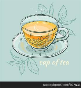 cup of tea. vector illustration with cup of tea on color background