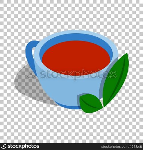 Cup of tea with mint leaf isometric icon 3d on a transparent background vector illustration. Cup of tea with mint leaf isometric icon