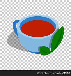 Cup of tea with mint leaf isometric icon 3d on a transparent background vector illustration. Cup of tea with mint leaf isometric icon