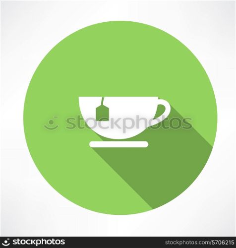 Cup of tea with tea bag. Flat modern style vector illustration