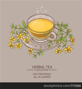 cup of tutsan tea vector illustration. cup of tutsan tea vector illustration on color background