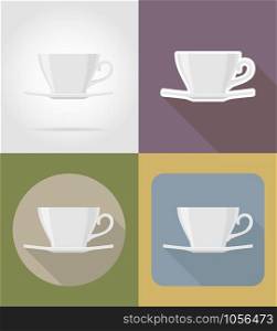cup saucer objects and equipment for the food vector illustration isolated on background