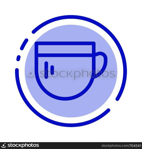 Cup, Tea, Coffee, Basic Blue Dotted Line Line Icon
