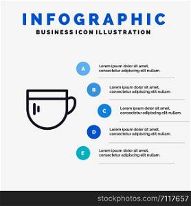 Cup, Tea, Coffee, Basic Line icon with 5 steps presentation infographics Background
