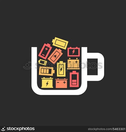 Cup the filled battery. A vector illustration