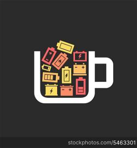 Cup the filled battery. A vector illustration