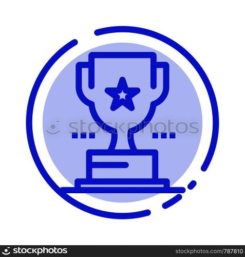 Cup, Trophy, Prize, Achievement Blue Dotted Line Line Icon