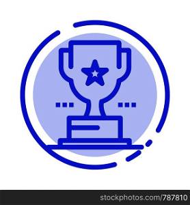 Cup, Trophy, Prize, Achievement Blue Dotted Line Line Icon