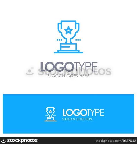 Cup, Trophy, Prize, Achievement Blue outLine Logo with place for tagline