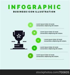 Cup, Trophy, Prize, Achievement Solid Icon Infographics 5 Steps Presentation Background