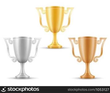 cup winner gold silver bronze stock vector illustration isolated on white background