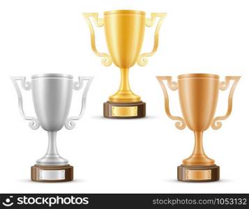 cup winner gold silver bronze stock vector illustration isolated on white background
