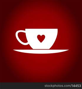 Cup with a heart on a red background