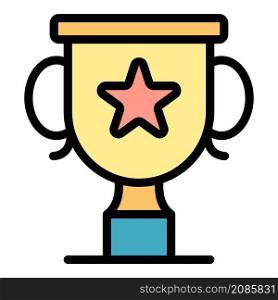 Cup with a star icon. Outline cup with a star vector icon color flat isolated. Cup with a star icon color outline vector
