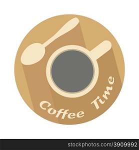 cup with coffee spoon as coffee time icon vector illustration