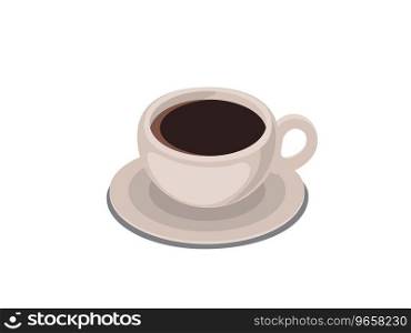 Cup with hot coffee, cocoa, tea on a white background