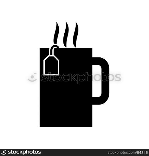 Cup with hot tea it is black icon . Simple style .. Cup with hot tea it is black icon .