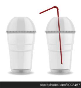 Cup with sphere dome cap plastic. Realistic empty glass with lid and straw for cold and hot drinks, takeaway coffee cocktail or juice, blank beverage packaging. Tableware vector realistic isolated set. Cup with sphere dome cap plastic. Realistic empty glass with lid and straw for cold drinks, takeaway coffee cocktail or juice, blank beverage packaging. Tableware vector realistic isolated set