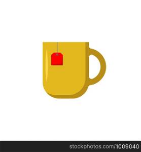 cup with tea bag in flat style, vector. cup with tea bag in flat style