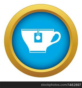 Cup with teabag icon blue vector isolated on white background for any design. Cup with teabag icon blue vector isolated