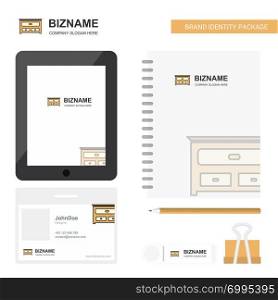 Cupboard Business Logo, Tab App, Diary PVC Employee Card and USB Brand Stationary Package Design Vector Template