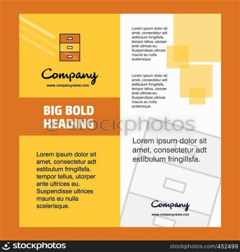 Cupboard Company Brochure Title Page Design. Company profile, annual report, presentations, leaflet Vector Background