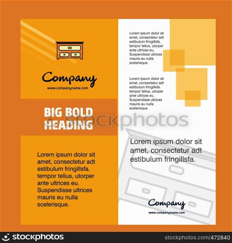 Cupboard Company Brochure Title Page Design. Company profile, annual report, presentations, leaflet Vector Background