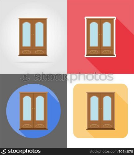 cupboard furniture set flat icons vector illustration isolated on white background